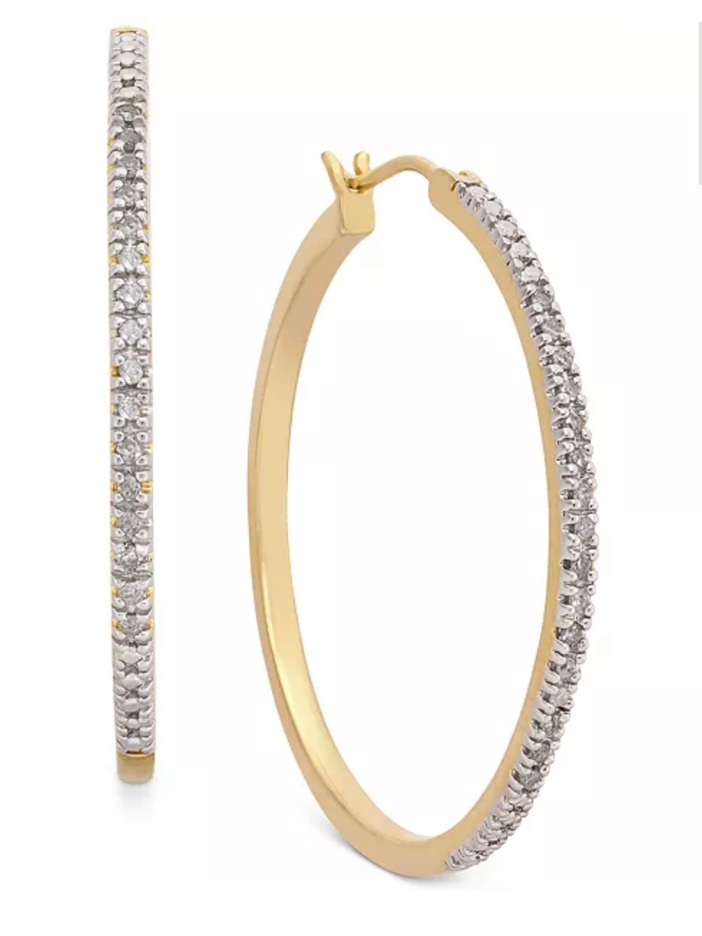 Diamond Hoop Earrings
(1/4 ct. t.w.) in 14k Gold-Plated Sterling Silver